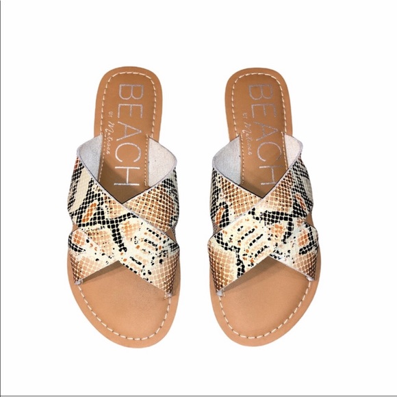 Beach by Matisse Pebbled Natural Multi Snake Leather Sandals Size 8 NWOT - Picture 6 of 6